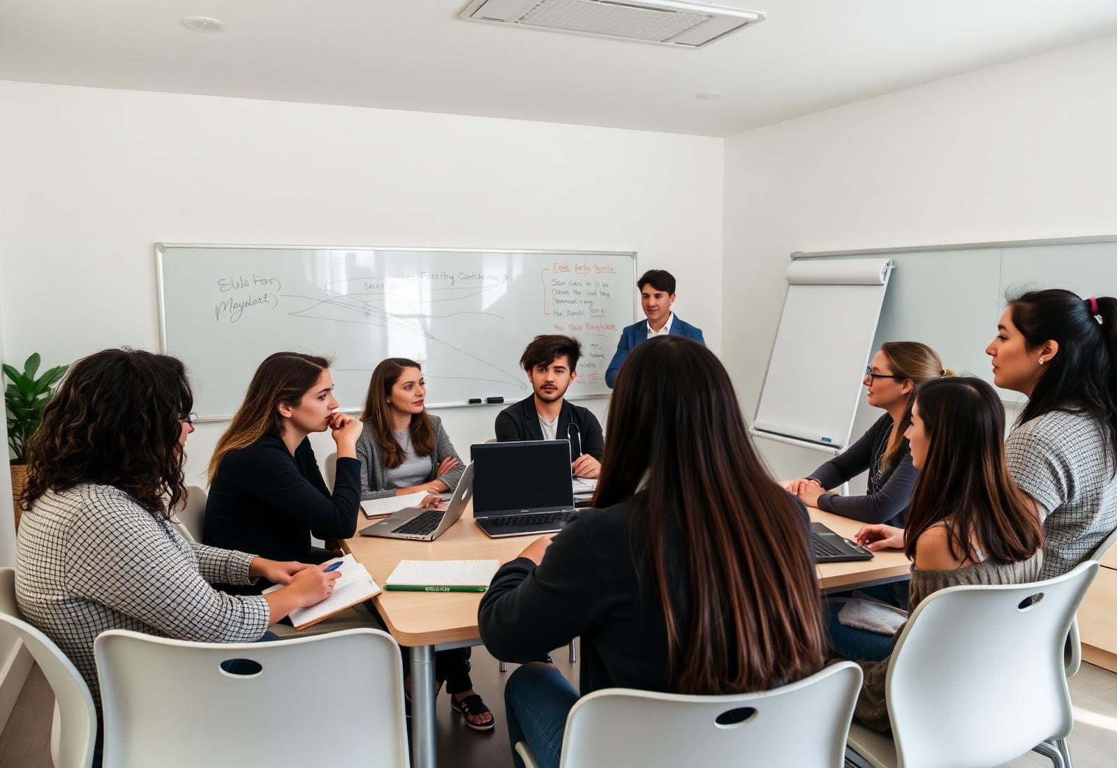 Turma internacional reduzida em sala de aula em Vancouver